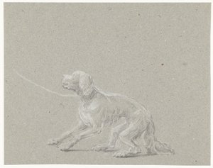 Hond aan een riem door Louis Moritz