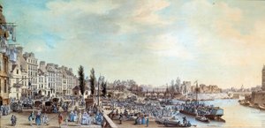 Zicht op de haven van Saint Paul en het kantoor van waterboten in 1782 door Louis Nicolas de Lespinasse