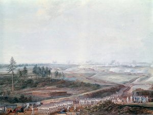 Onafhankelijkheidsoorlog: de slag bij Yorktown (of York Town) op 19/10/1781, detail door Louis Nicolas van Blarenberghe