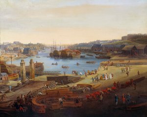 Scheepswerf: De haven van Brest (detail) door Louis Nicolas van Blarenberghe
