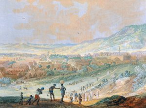 De stad Cap Francais (hedendaags Cap-Haitien) in Haïti door Louis Nicolas van Blarenberghe