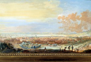 Uitzicht op de stad Cap français (Cap de la République) gezien vanaf de heuvel in Santo Domingo Detail. Schilderij door Louis Nicolas Van Blarenberghe (1716-1794) 1779 La Rochelle, Musee du Nouveau Monde