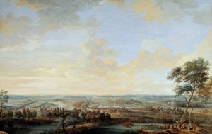 Oorlog van de Oostenrijkse Successie (1741-1748): Slag bij Melle gewonnen door de Burggraaf van Chayla, 9 juli door Louis Nicolas van Blarenberghe