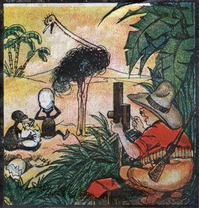 Nestor Fenleroc, Europese kolonist fotografeert een struisvogel in Afrika. 1923 door Louis Peltier