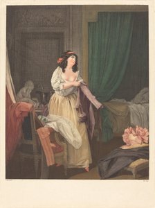 Waarom is hij er nog niet? door Louis Petit after Louis Léopold Boilly