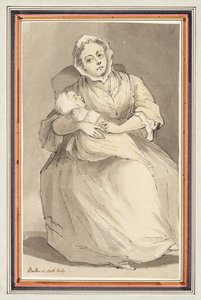 Zittende vrouw en kind door Louis Philippe Boitard