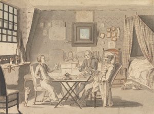 Zelfportret met twee jonge mannen door Louis Philippe Boitard