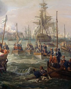 Koninklijke vloot die Lodewijk XVI volgt in Cherbourg op 23 juni