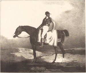 Brits Paard en Jockey door Louis Pierre Marie Courtin after Théodore Gericault