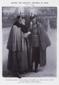 Koning Edward VII gekleed als kolonel van de Pruisische Dragonders en keizer Wilhelm II gekleed als Britse veldmaarschalk door Louis Remy Sabattier