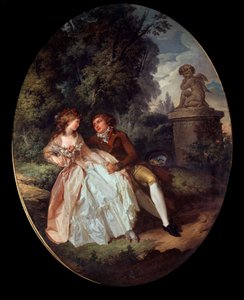 Galante scène (met Cupido) door Louis Rolland Trinquesse