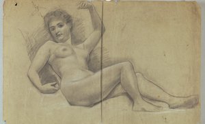 Studie van liggend naaktfiguur