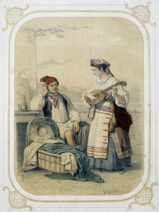 Familie in het Koninkrijk Napels, Italië - in "Album du jeune voyageur", geïllustreerd door Louis Lassalle