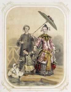Familie wandelend in China - in 