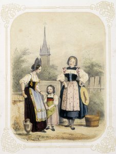 Twee vrouwen en een meisje in Zwitserland - in 