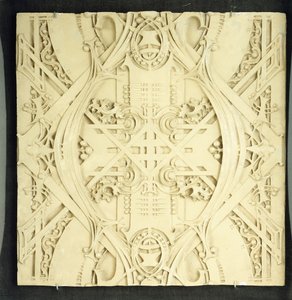 Een plafondfragment, versierd met uitgebreide scrolls en bladmotieven, 1906-1908 door Louis Sullivan