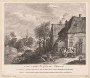 Vlaams dorpsgezicht met boeren die een kaartspel spelen (Delassement de paysans Flamands)
