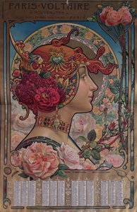 Kalender voor 1901 voor de Paris-Voltaire winkel, Parijs, ca. 1900