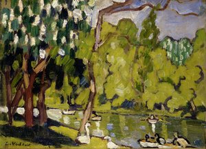 Boten op het meer in het Bois de Boulogne