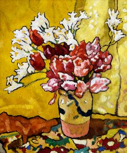Vaas, Tulpen en Witte Bloemen