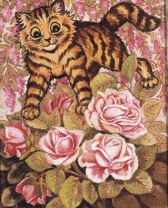 Een Kitten Verstoppen in een Rozenstruik door Louis Wain