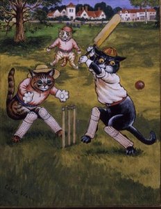 Katten die Cricket Spelen door Louis Wain