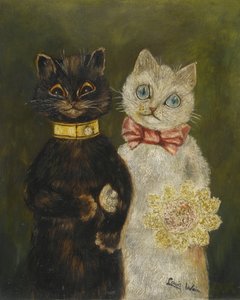 De Bruid en Bruidegom door Louis Wain