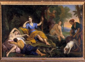 De rust van de godin Diana en haar metgezellen door Louis de Boullongne