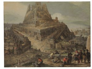 Koning Nimrod beveelt de bouw van de Toren van Babel