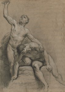 Twee mannelijke naakten door Louis de Boullogne