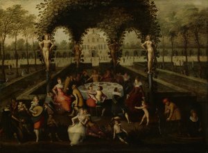 Venus, Bacchus en Ceres met Stervelingen in een Tuin der Liefde