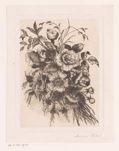 Bloemstilleven met rozen en anemonen door Louise Elsen (attributed to)