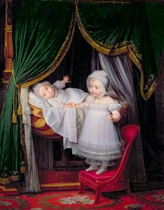 Henri-Charles-Ferdinand van Artois (1820-83) Hertog van Bordeaux en zijn zus Louise-Marie-Therese van Artois (1819-64) in de Tuilerieën