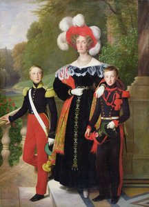 Marie Amelie van Bourbon-Sicilië en haar zonen, Henri van Orleans, Hertog van Aumale en Antoine, Hertog van Montpensier, 1835