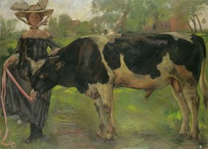 De Schilder Charlotte Berend Met Een Stier door Lovis  Corinth