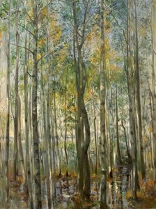 Een bos. Overstroming op het Starnbergmeer door Lovis Corinth