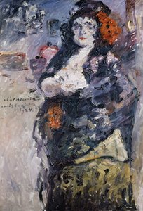 Carmencita Portret van Charlotte Berend-Corinth in Spaanse jurk door Lovis Corinth