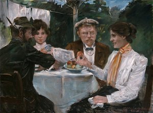 Ontbijt in Max Halbes Tuin door Lovis Corinth