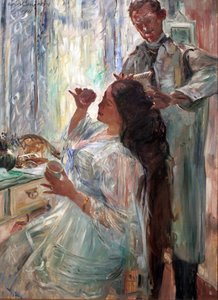 Duits: Am Putztisch Charlotte Corinth aan haar kaptafel door Lovis Corinth
