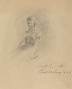 Zittende Jonge Vrouw (recto) door Lovis Corinth