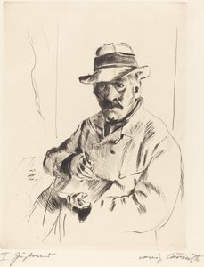 Zelfportret in een Strohoed door Lovis Corinth