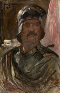 Zelfportret in harnas, 1911 door Lovis Corinth