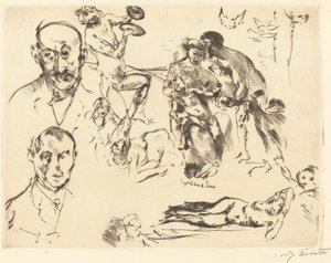 Schetsen van mannen, waaronder Max Liebermann, ca. 1915 door Lovis Corinth