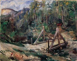 Tiroler landschap met brug door Lovis Corinth