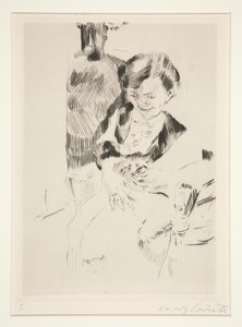Vrouw met een kitten door Lovis Corinth