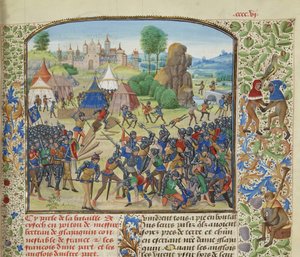 De slag bij Chiset op 21 maart 1373, ca. 1470-1475 door Loyset Liedet