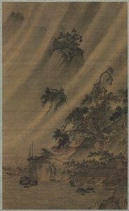 Rivierdorp in een Regenstorm door Lu Wenying