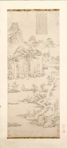 Daoïstische retraite in berg en stroom (Landschap naar Ni Zan [1301–1374]) door Lu Zhi