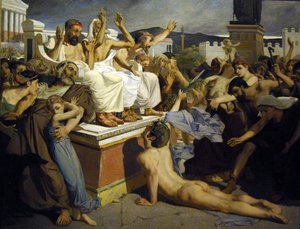Pheidippides brengt bericht van overwinning na de Slag bij Marathon door Luc Olivier Merson