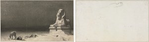 De Rust tijdens de Vlucht naar Egypte (recto); Schets van een Sfinx [?] (verso)
